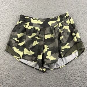 LULULEMON Hotty Hot Shorts Womens 8 Green Camo Running